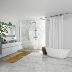Tapis de salle de bain rectangulaire 40 x 60 cm en coton chenille - coloris ocre - SHAGGY