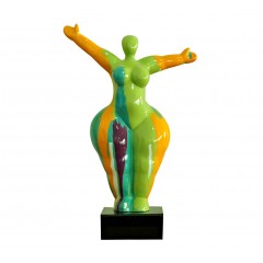 Statue femme debout figurine décoration orange et multicolore style pop art - LIBERTY