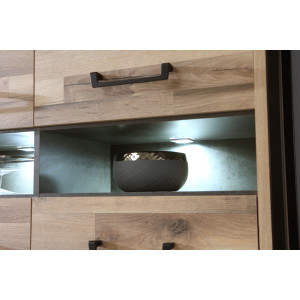 Vaisselier industriel décor bois recyclé et métal 4 portes 2 niches - BUDDY - zoom niche 