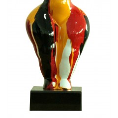 Statuette femme ronde décoration orange rouge noir style pop art - zoom bas de la statuette - SPANIA LADY