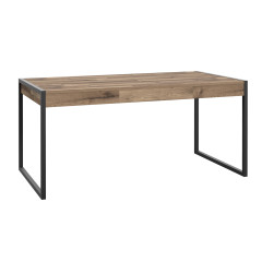 Table de repas en bois effet recyclé et métal noir 2 tiroirs L166cm - BUDDY - vue 3/4