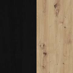 Vitrine industrielle décor bois de chêne et métal noir 1 tiroir et 2 portes vitrées - zoom matière - PRAO