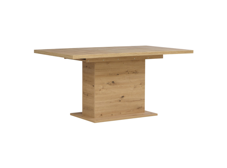 Table à manger extensible décor bois de chêne clair L160/200 cm - vue de 3/4 - PRAO