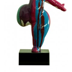 Statue femme ronde en résine multicolore style pop art H33cm - zoom sur le bas - BALERINA 10