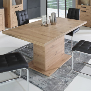 Table à manger extensible décor bois de chêne clair L160/200 cm - vue en ambiance - PRAO