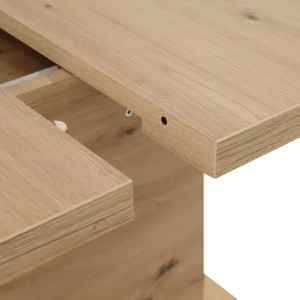 Table à manger extensible décor bois de chêne clair L160/200 cm - zoom système rallonge - PRAO