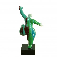 Statuette danseuse verte multicolore H33 cm - style pop art design - WOMAN GREEN