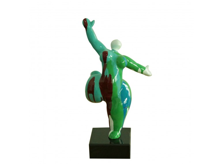 Statuette danseuse verte multicolore H33 cm - style pop art design - WOMAN GREEN