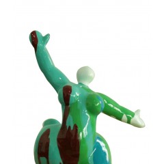 Statuette danseuse verte multicolore H33 cm - style pop art design - zoom - WOMAN GREEN