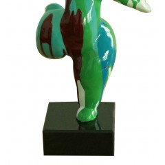 Statuette danseuse verte multicolore H33 cm - style pop art design - zoom peinture - WOMAN GREEN