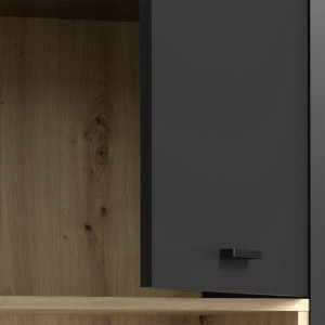 Armoire murale noire effet bois de chêne 1 porte réversible  - DORY - zoom sur la porte