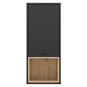 Armoire murale noire effet bois de chêne 1 porte réversible  - DORY - vue de face