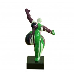 Statue femme figurine verte marron - DANSEUSE