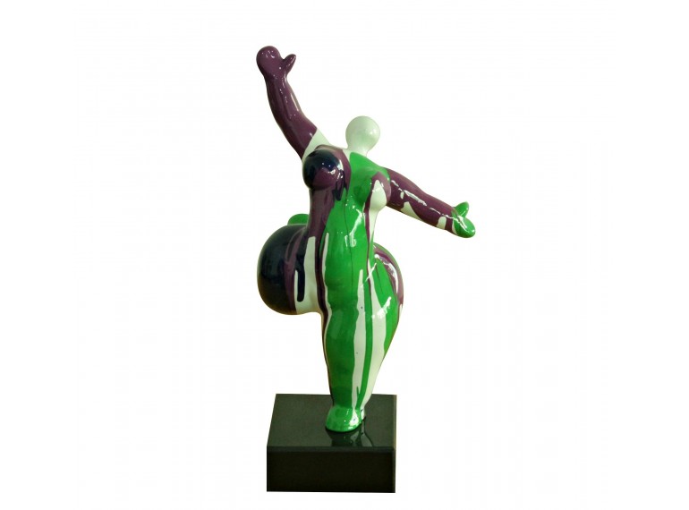 Statue femme figurine verte marron - DANSEUSE
