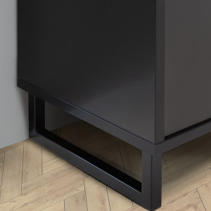 Meuble TV noir effet bois de chêne avec rangement design contemporain - DORY - zoom pieds métal noir