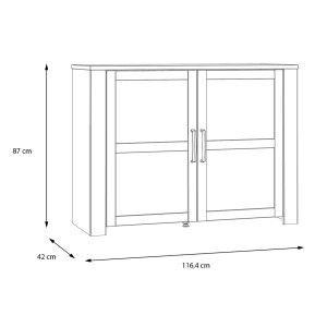 Buffet salon salle à manger moderne décor bois gris 2 portes L116 cm - ST MALO - schéma dimensions extérieures