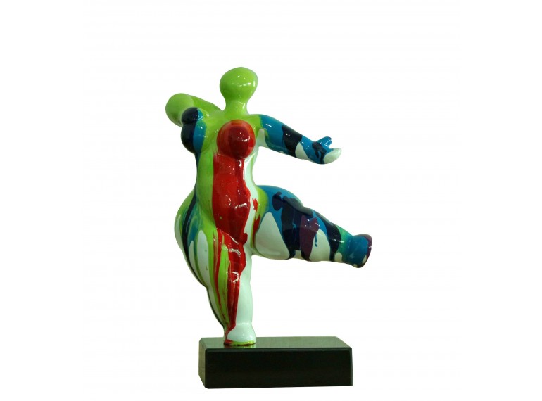 Statue femme figurine danseuse décoration rouge multicolore style pop art - objet design moderne