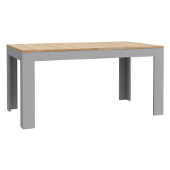 Table à manger extensible avec rallonge effet bois gris et chêne clair L160/206 cm - ST MALO - vue de 3/4