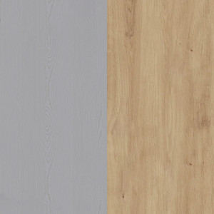 Table à manger extensible avec rallonge effet bois gris et chêne clair L160/206 cm - ST MALO - photo teintes de la table