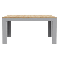 Table à manger extensible avec rallonge effet bois gris et chêne clair L160/206 cm - ST MALO - vue de face