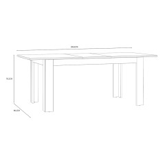 Table à manger extensible avec rallonge effet bois gris et chêne clair L160/206 cm - ST MALO - dimensions avec rallonge