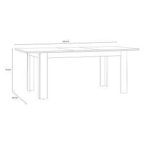 Table à manger extensible avec rallonge effet bois gris et chêne clair L160/206 cm - ST MALO - dimensions avec rallonge