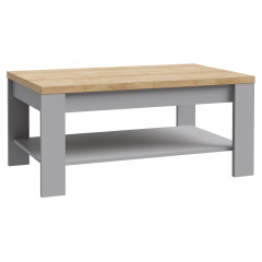 Table basse moderne de salon décor bois gris L100 cm - ST MALO - vue de 3/4