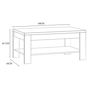 Table basse moderne de salon décor bois gris L100 cm - ST MALO - schéma dimensions