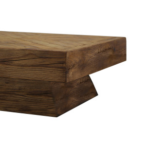Table basse carrée en bois recyclé avec piètement bois - zoom - ORIGIN