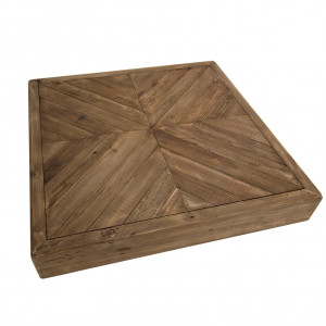 Table basse carrée en bois recyclé avec piètement bois - vue de dessus - ORIGIN