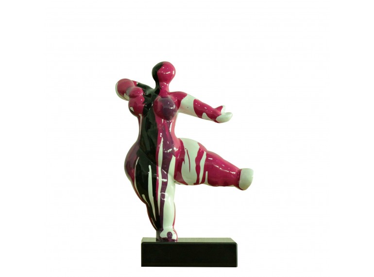 Statuette femme danseuse pop art coloris rouge/rose/blanc/noir - PINA