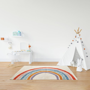 Tapis enfant rectangulaire avec arc-en-ciel multicolore 90 x 150 cm - ARCA - photo d'ambiance
