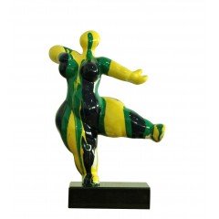 Statue femme figurine danseuse jaune /vert  - vue de face - FEMME