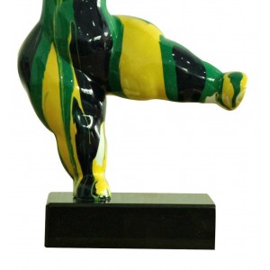 Statue femme figurine danseuse jaune /vert  - zoom jambes - FEMME