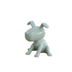 Statuette chien gris clair assis en résine H28cm - vue 3/4 - SNOOP 3