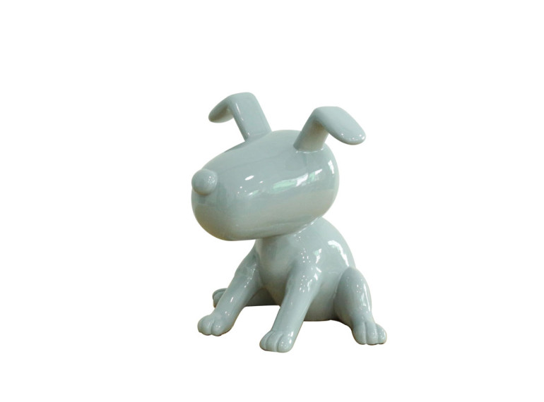 Statuette chien gris clair assis en résine H28cm - vue 3/4 - SNOOP 3