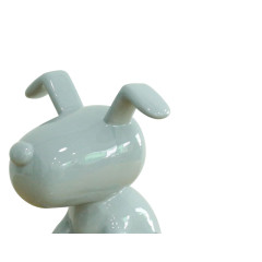 Statuette chien gris clair assis en résine H28cm - zoom haut de la statuette - SNOOP 3