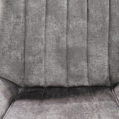 Chaise capitonnée en velours gris et pieds métal noir - EMMA - zoom tissu velours