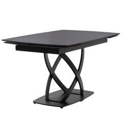 Table de repas extensible en céramique et métal noir 140/200cm - STEXI - vue de 3/4