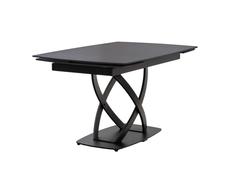 Table de repas extensible en céramique et métal noir 140/200cm - STEXI - vue de 3/4