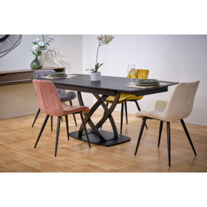 Table de repas extensible en céramique et métal noir 140/200cm - STEXI - photo d'ambiance
