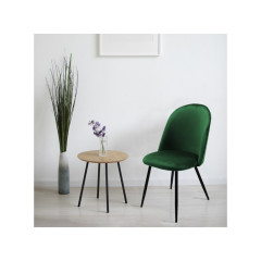 Chaise en velours dossier capitonné vert pieds métal Noir- SANSA - photo ambiance