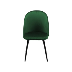 Chaise en velours dossier capitonné vert pieds métal Noir- SANSA - vue de face