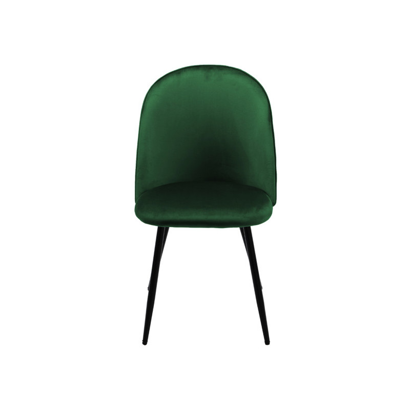 Chaise en velours dossier capitonné vert pieds métal Noir- SANSA - vue de face
