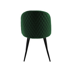 Chaise en velours dossier capitonné vert pieds métal Noir- SANSA - vue de dos