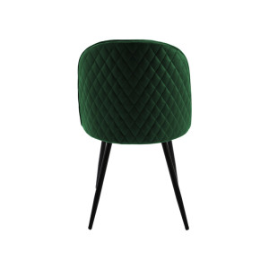 Chaise en velours dossier capitonné vert pieds métal Noir- SANSA - vue de dos