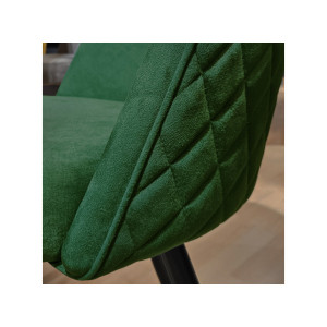 Chaise en velours dossier capitonné vert pieds métal Noir- SANSA - zoom assise capitonnée