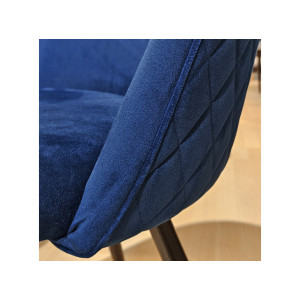 Chaise en velours dossier capitonné bleu pieds métal Noir- SANSA - zoom assise