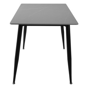 Table à manger en céramique gris grainé et pieds en métal noir L130cm - STONE - vue de profil