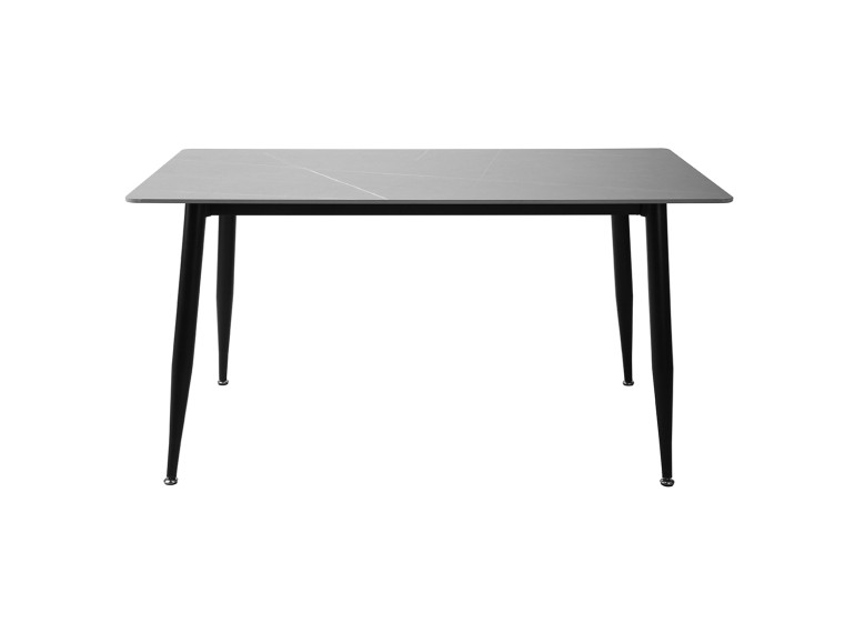 Table à manger en céramique gris grainé et pieds en métal noir L160cm - STONE - vue de face